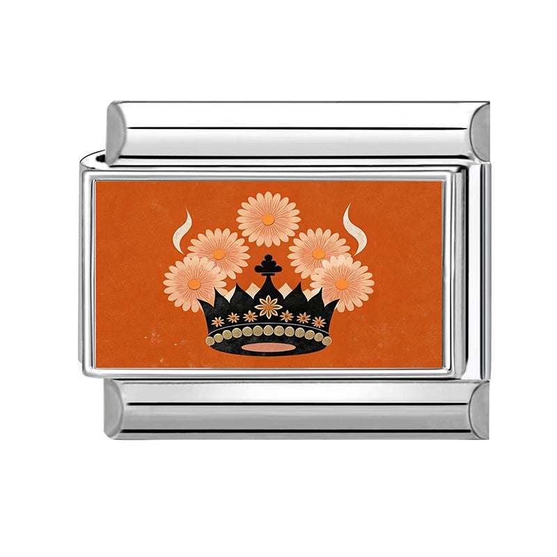 Reciting Scriptures Giving alm Offer flower Queen Sutida's Birthday Fit 9mm Italian Charm Bracelet Stainless Steel DIY Making Qme Style 10