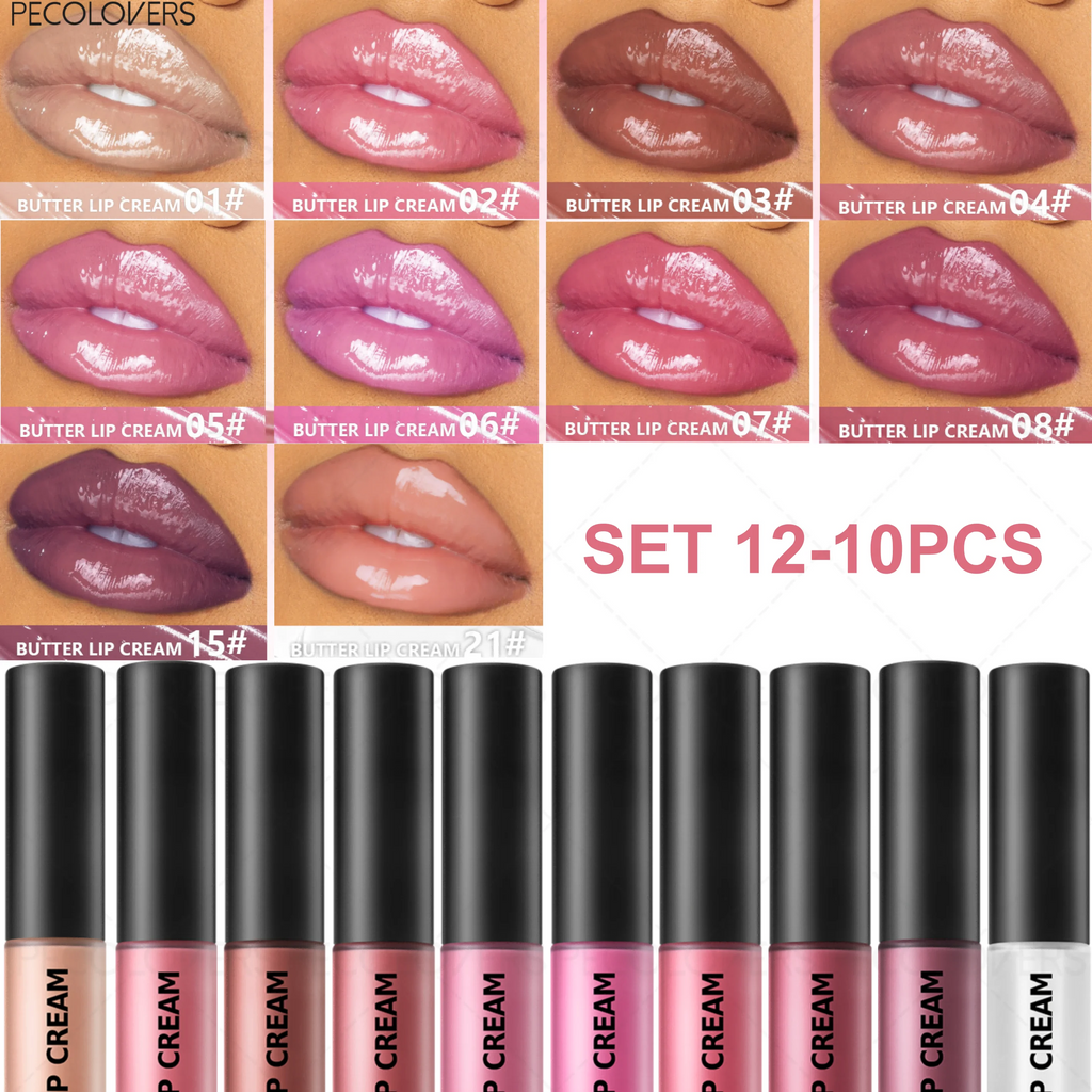 Buttery Lip Gloss Silky Moisturizing Hydrating Rendering Suitable Qme SET 12