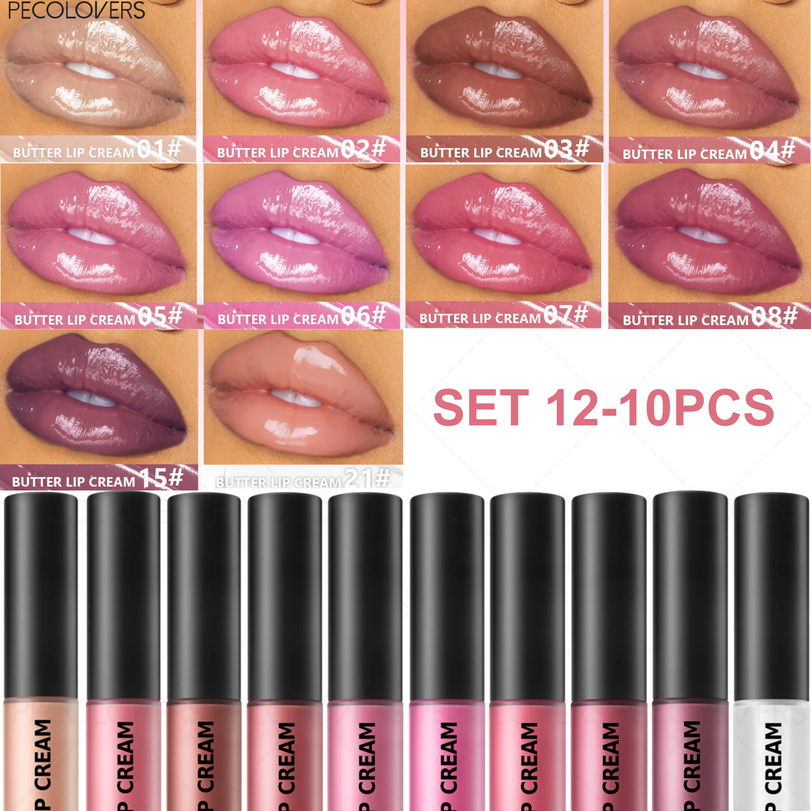 Buttery Lip Gloss Silky Moisturizing Hydrating Rendering Suitable Qme SET 12
