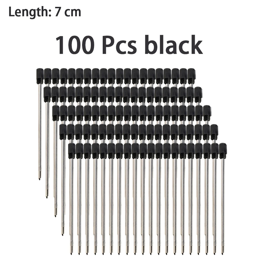 30/50/100 Pcs 7/8.2/11.5cm Ballpoint Pen Refills 0.7mm Medium Tip Blue Black Ink Refill Rods Office Student Writing Stationery Qme 7cm-100 black
