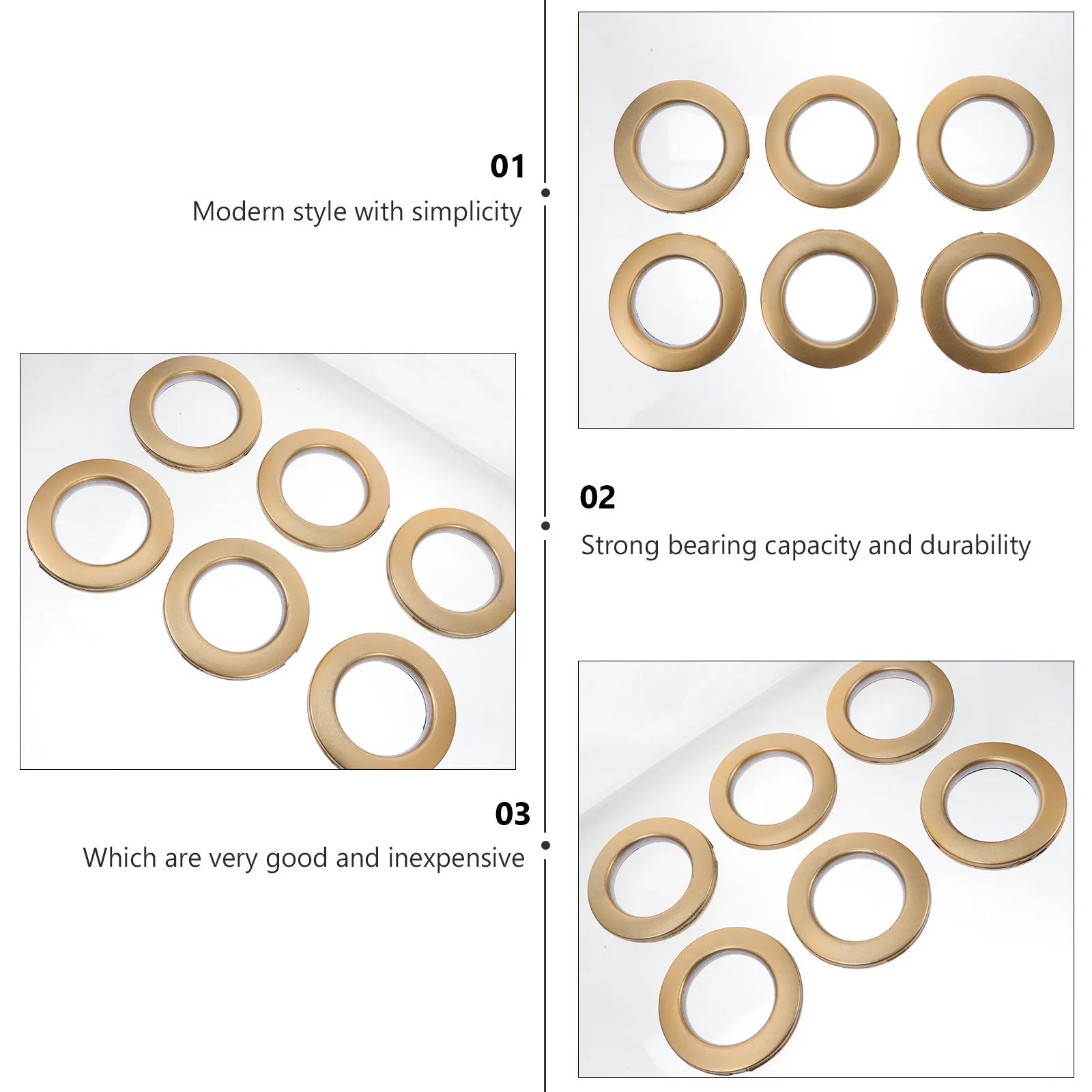 80Pcs Plastic Curtain Eyelet Rings Nanoscale Roman Style High Durability Low Noise Sliding Rings for Curtains Drapery Fabric Qme