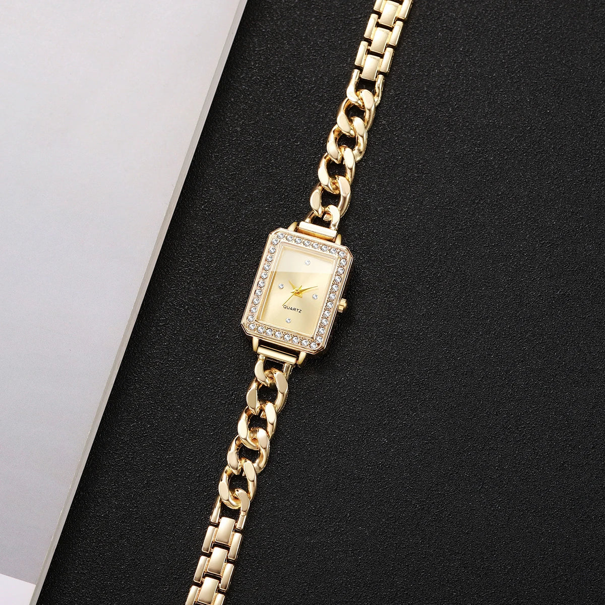Luxury Diamond Watches for Women, Rectangular Dial, Quartz Bracelet, Women's Watch, Gift Watch for Girls (Without Box) Qme
