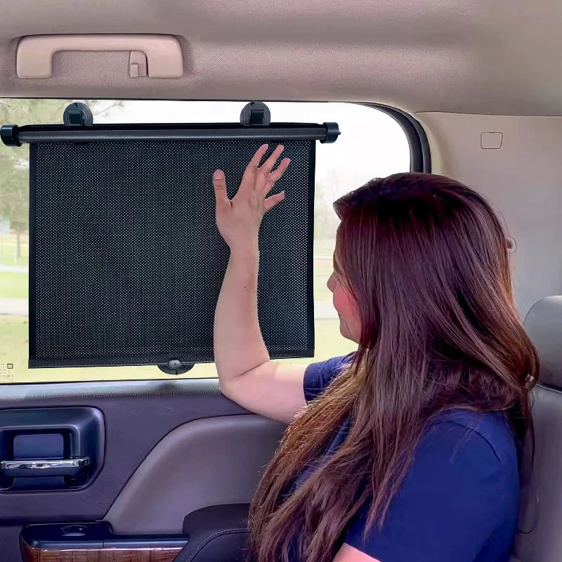 Car Side Window Sunshade, Retractable Car Roller Sunshade, UV and Sun Protection Sunshade Car Curtain, Car Travel Accessories Qme