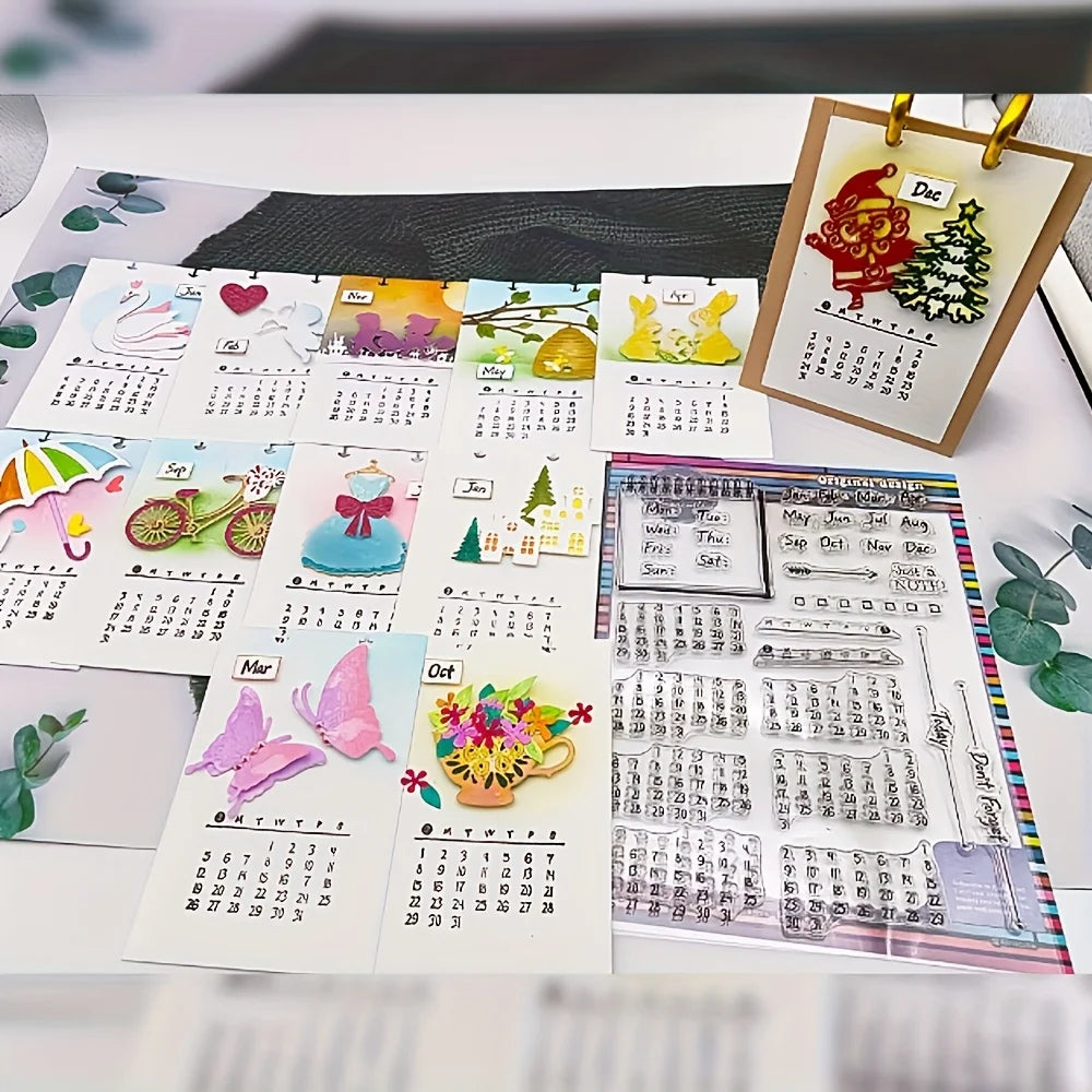 Alinacraft Clear Calendar Stamp Reusable Transparent Stamps Paper Qme