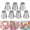 7-piece Cake Piping Tip Stainless Steel Cupcake Flower-shaped Qme 7pcs