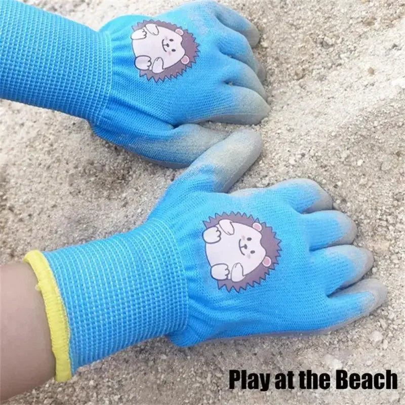 3Pairs Kids Beach Glove Anti-Pinch Crab Catching Garden Waterproof Non-Slip Wear-Resistant Latex Work Glove Qme