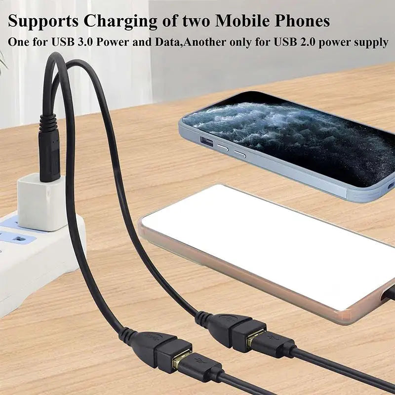 Dual USB Charging Cable 1 2 Offline Fast Data Sync Durable Portable Qme