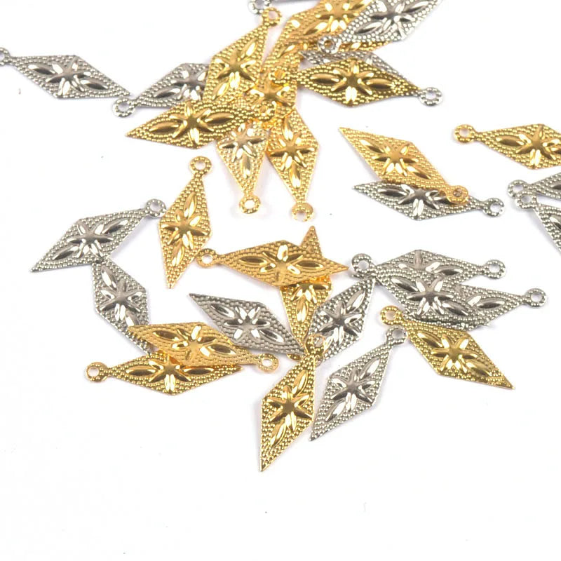 10Pcs Rhombus Filigree Wraps Connectors For DIY Jewelry Accessories Findings Home Decor Making Scrapbook Metal Crafts yk0911 Qme