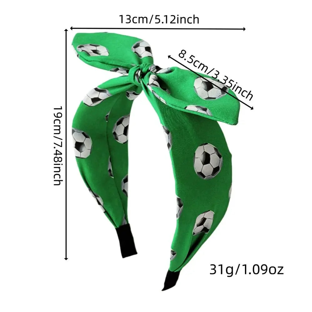 Cute Football Headband Rabbit Ear Soccer Print Soccer Fan Hair Band Charming Design Funny Costume Bunny Knot Headband Qme