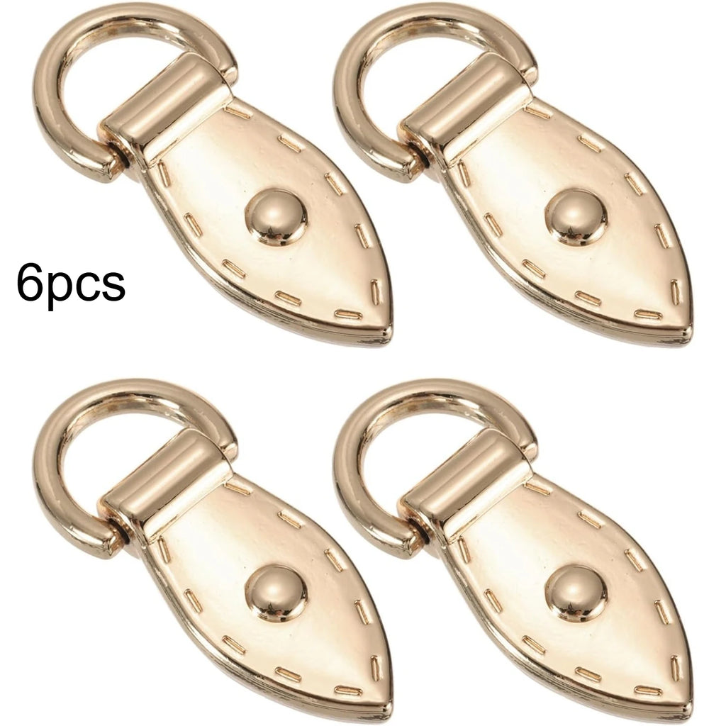 Metal Leaf Shape Bag Strap D Ring Buckle Rivet Decor Handbag Side Connector Clasp DIY Purse Bag Hardware Replacement Accessories Qme Golden 6pcs