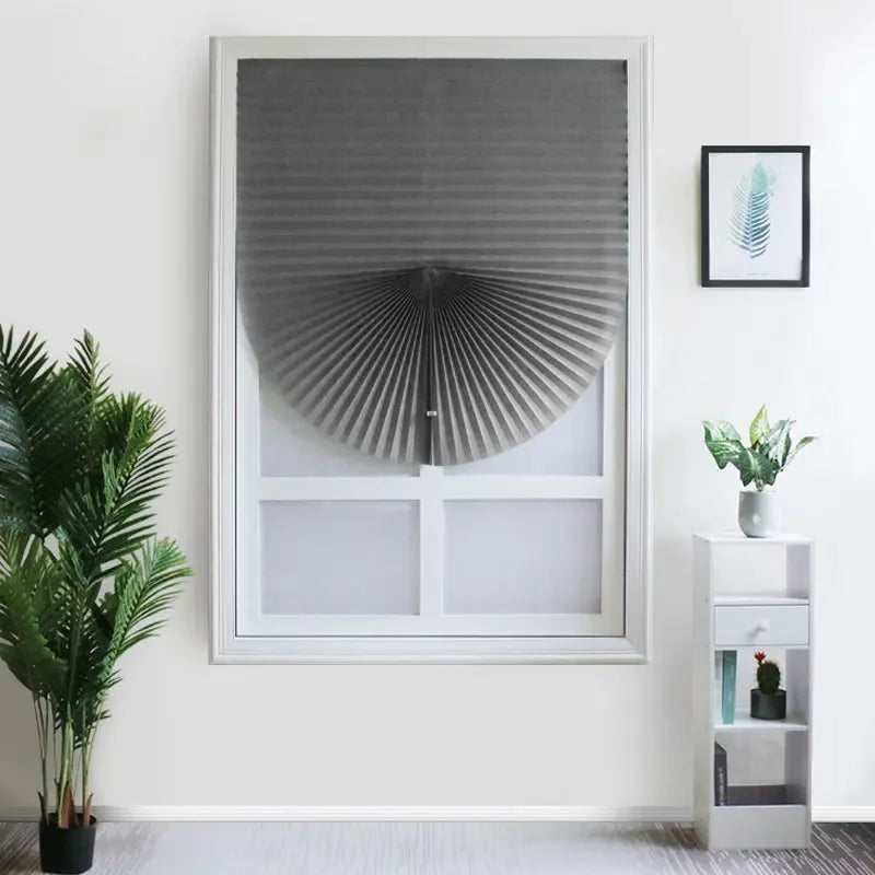1Pc Shades Self-adhesive Half Windows Nonwoven Folding Curtain Bathroom Balcony Living Room Balcony Curtains Pleated Blinds Qme F 90X180cm