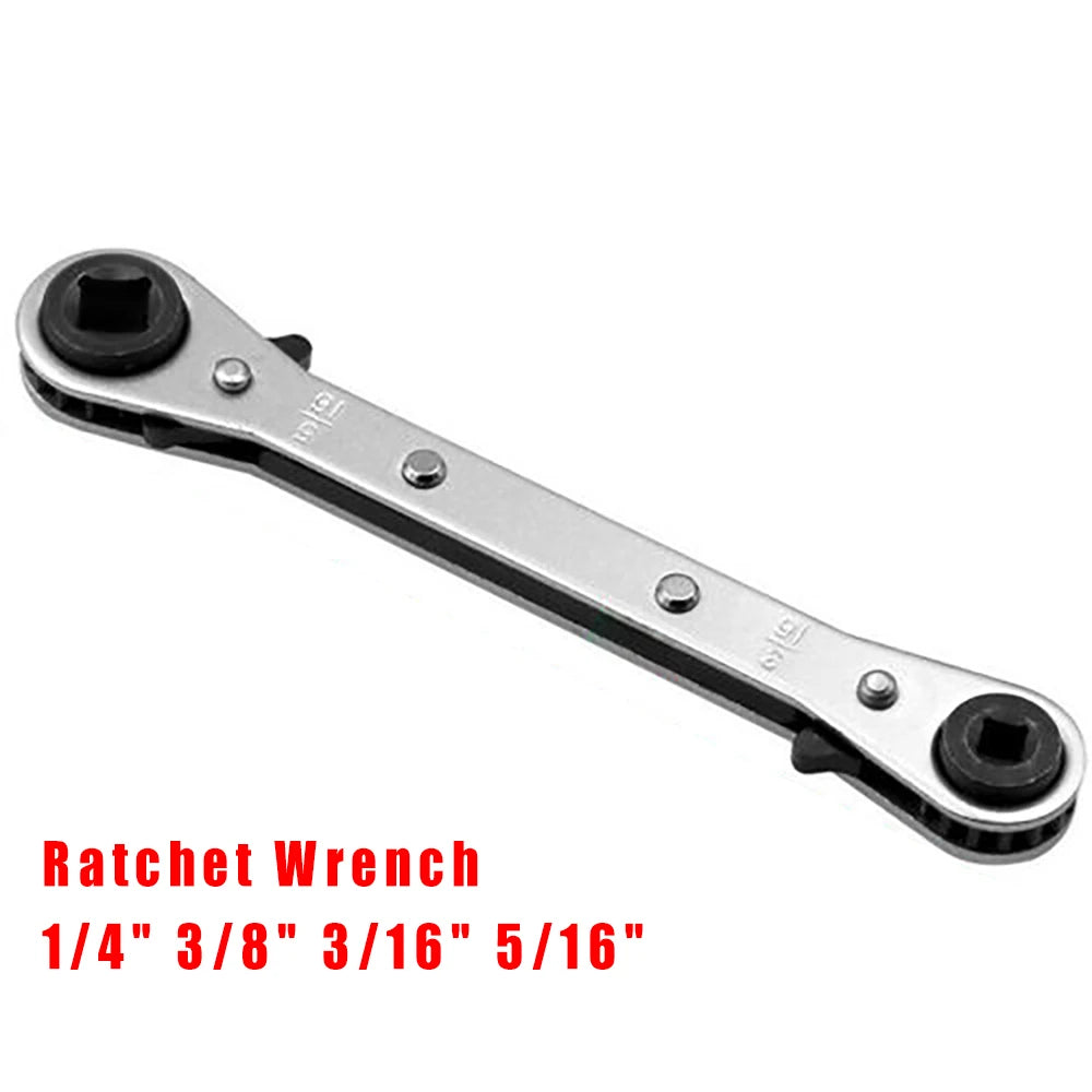 Chrome Vanadium Ring Double Head Ratchet Wrench 1/4 3/8 3/16 5/16Inch Port Valve HVAC ToolRatchet Combination Spanner Set Qme