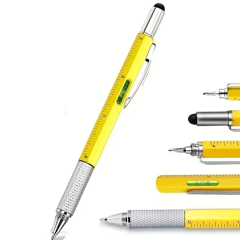 4pcs Father's Day Gift 6-in-1 Multi Functional Pen Set with Pen Core Screwdriver Ruler Level Birthday Graduation Qme