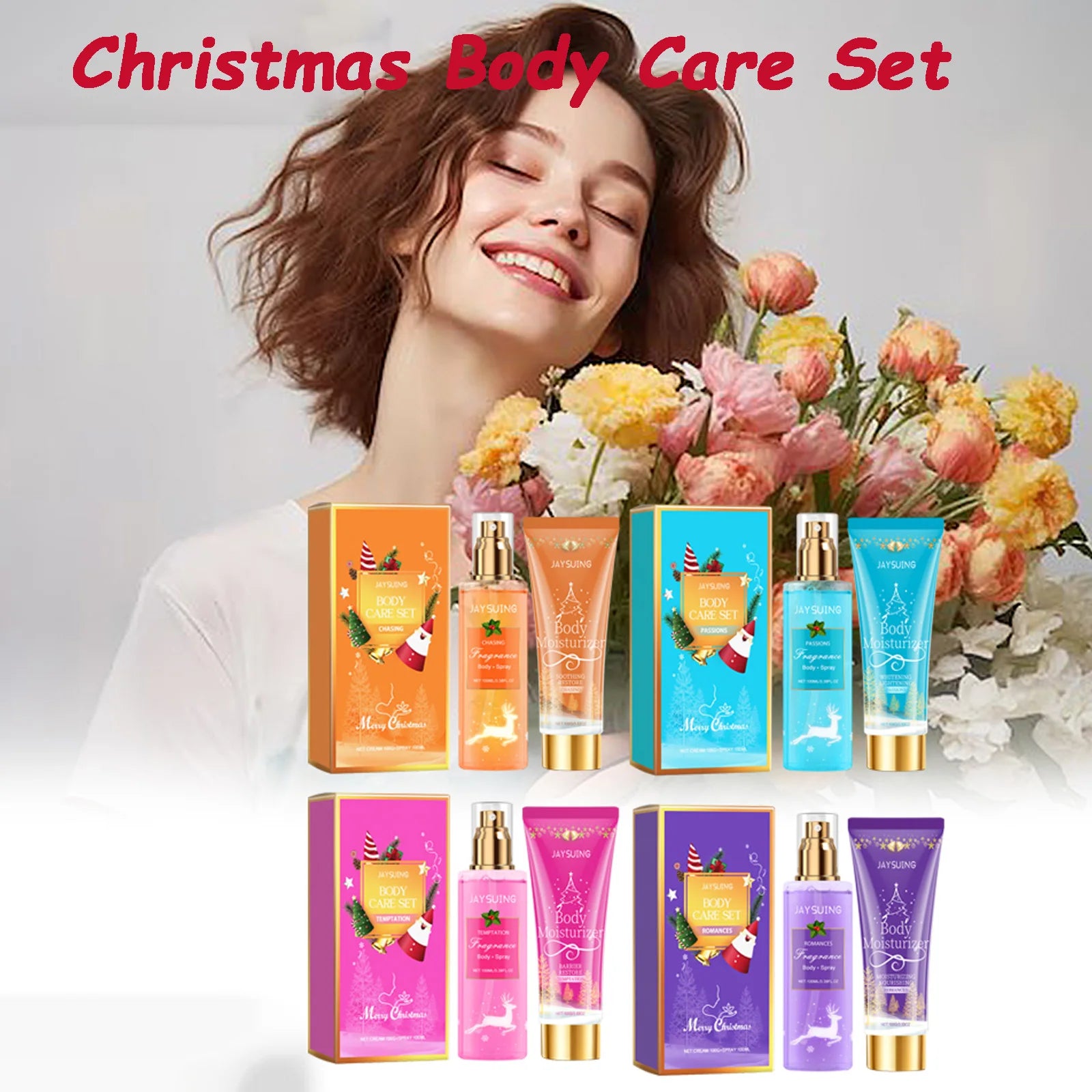 Christmas Scented Body Care Set Moisturizing Fragrance Body Spray & Lotion Long Lasting Fragrance Smoothing Body Repairing Dry Qme