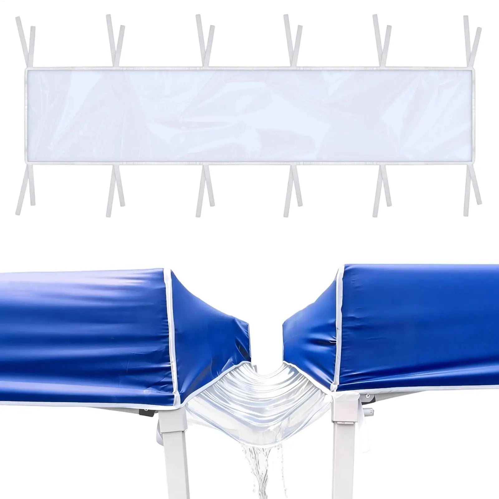 Gutter Kit for Shed Detachable Clear Extender Guard Canopy Awning Attachment for Outdoor Backyard Deck Porch Camping Lawn Pool Qme