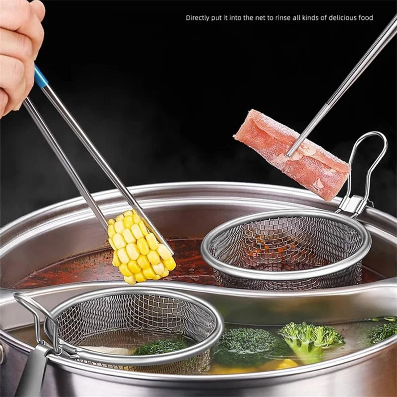 Stainless Steel Mesh Net Strainer Basket Colander Pot Boil Food Qme