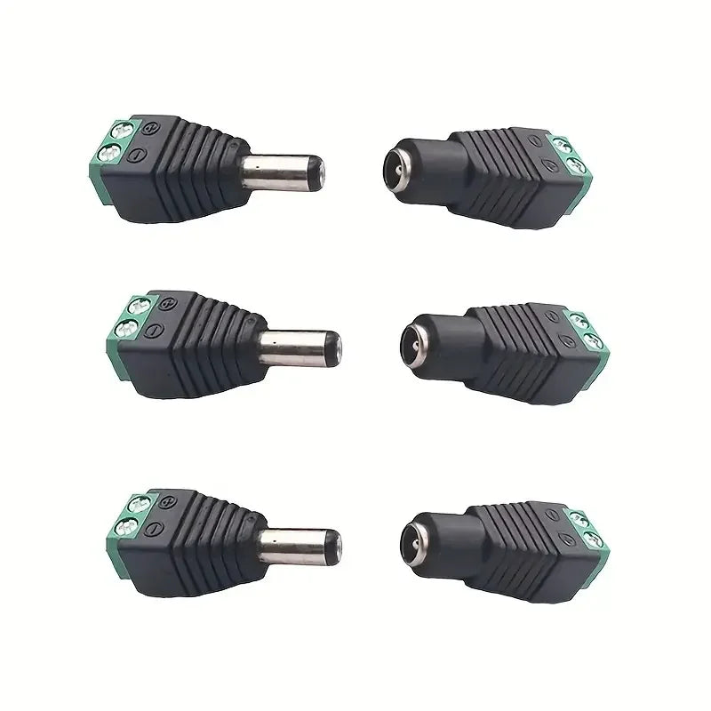 100pcs DC Male Female Connector DC12V 2.1mm X 5.5mm DC Power Plug Adapter Connector for CCTV Cameras LED Strp Qme