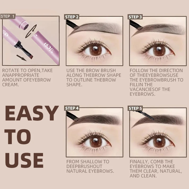 2 In1 Professional Waterproof Eyebrow Pencil Long-lasting Korean Qme