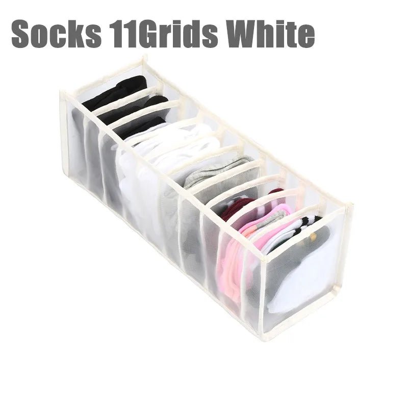 Clothing Storage Organizer Box Cabinets Drawer Jeans Organizer Underwear Pants T-Shirt Socks Storage Box Save Wardrobe Space Qme Socks-White