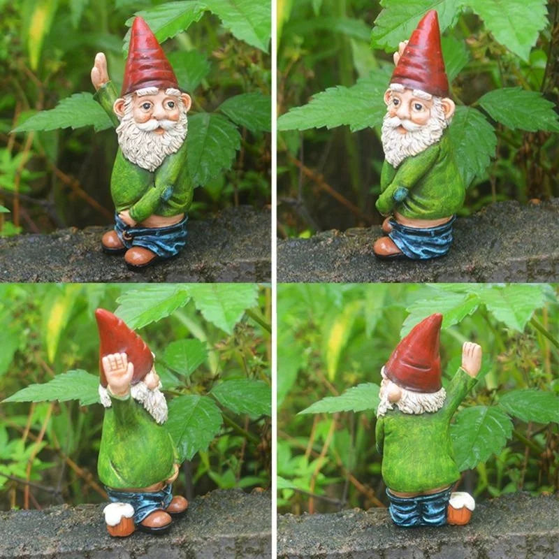 Creative Urinating Gnome Resin Statue White Bearded Dwarf Sculpture Qme
