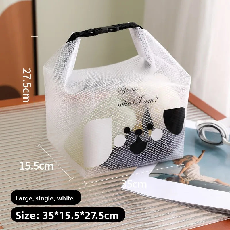 A Waterproof Storage Bag, Fitness Clothing Swimming Bathroom Large Capacity Drawstring, Men's And Women's Outdoor Toiletries Bag Qme PrintedWhiteLarge