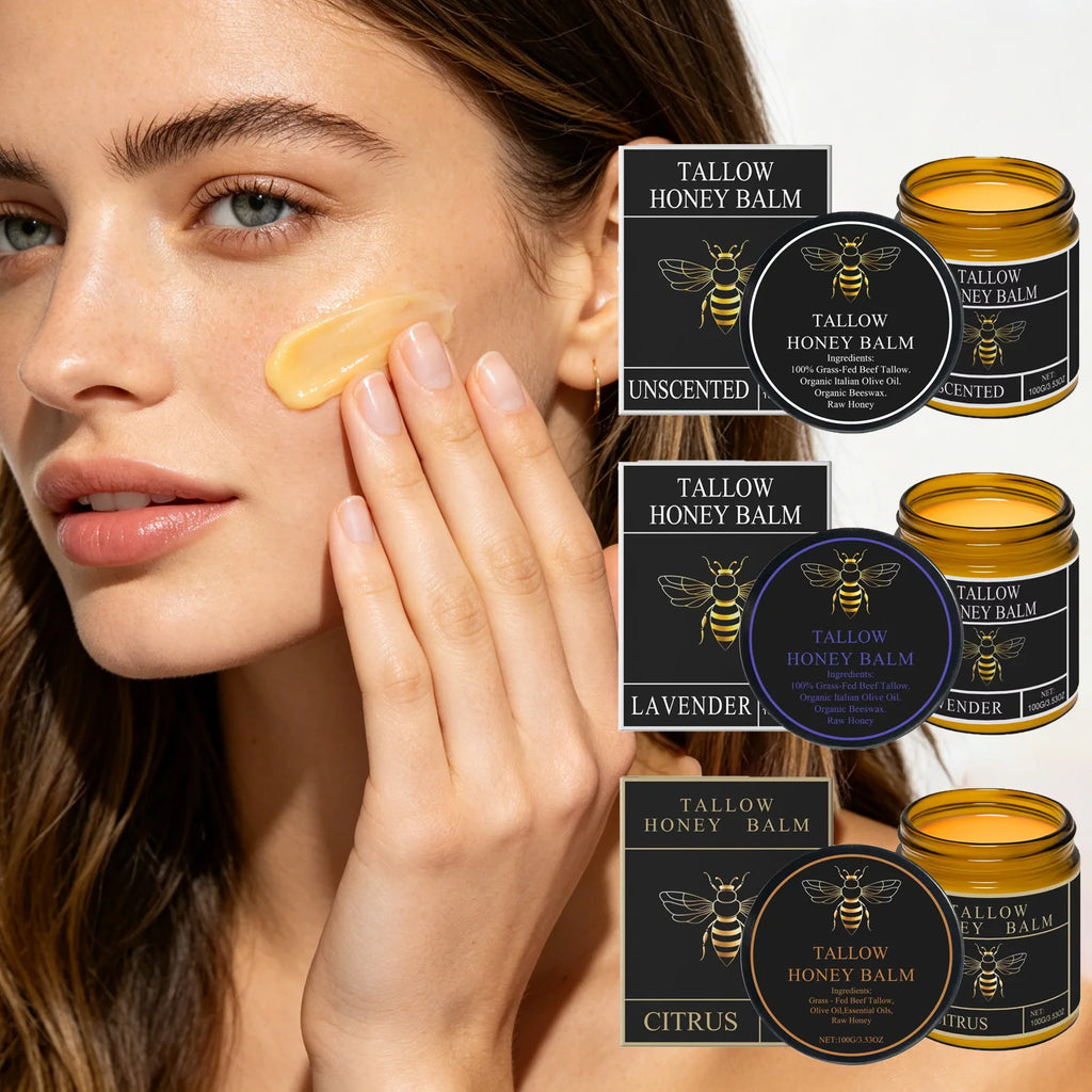 Organic Grass-Fed Beef Tallow Balm With Honey Soothen Nourishing Dry Skin Improves Elasticity Moisturizing Cream For Soft Smooth Qme