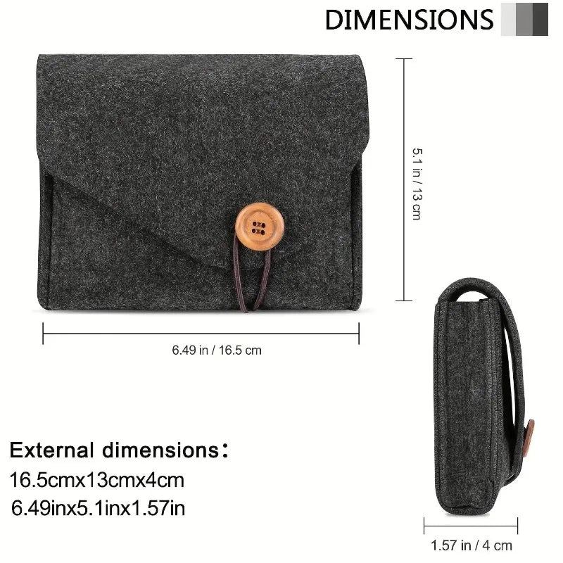 Travel Electronics Organizer Felt Cable Storage Case Power Adapter Qme