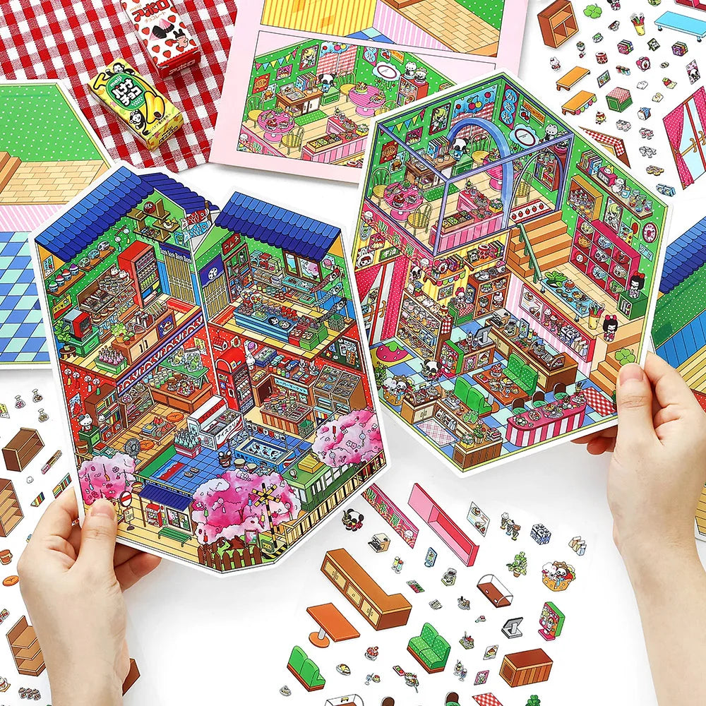 Today's opening series, the 23rd round, 4/16 sheets 2.5D large-sized landscape stickers, handmade DIY landscape stickers Qme