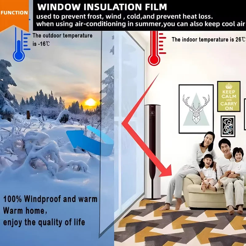 WindProof Window Screen Self-Adhesive Film Sealing Window Insulation Curtain Home Thermal Insulation And Antifreeze Door Screen Qme