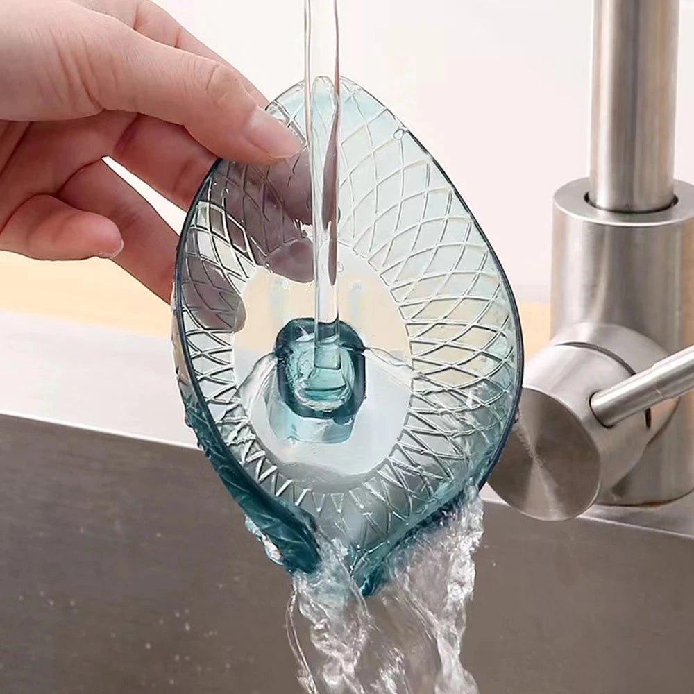 Leaf Shape Soap Box Drain Soap Holder Bathroom Accessories Suction Cup Soap Dish Tray Soap Dish For Bathroom Soap Container Qme