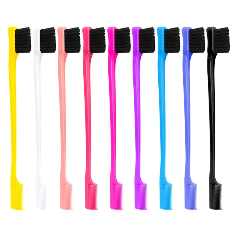 Hair Anti-static Edge Brush Comb 2-in-1 Double-sided Edge Control Brush Hair Styling Tool with Comb,Special for Real Hair Wigs Qme