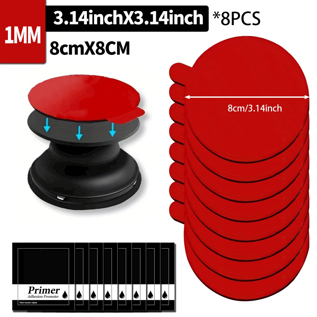 1/10pcs Round Heavy Duty Double Sided Foam Adhesive Tape Dots Automotive Mounting Stickers for Car Holder GPS Rear Camera Qme 8pcs-3.5cmX3.5cm 70MM