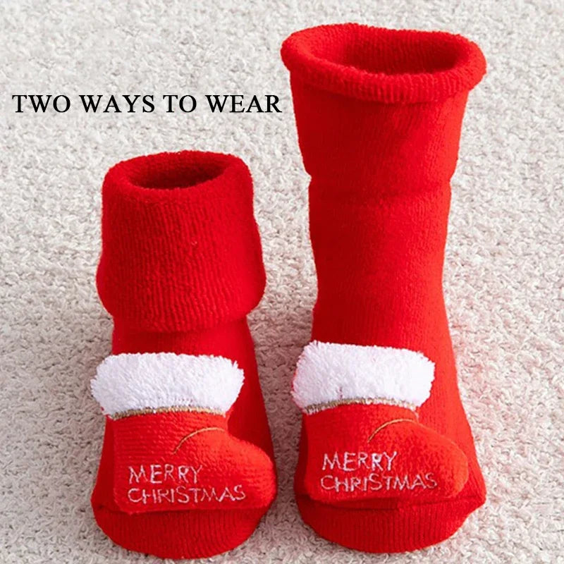 Kids Children's Socks for Girls Boys Non-slip Print Cotton Toddler Baby Christmas Socks for Newborns Infant Short Socks Clothing Qme