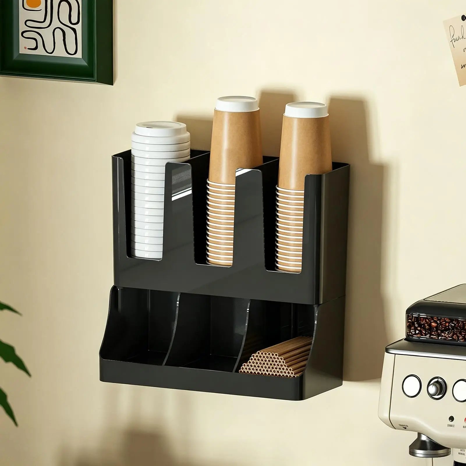 Coffee Station 6-Compartment Wall Mount Holder Up Cup Organizer Pods Qme