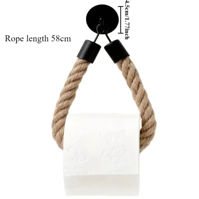 Retro Hemp Ropetoilet Roll Paper Holders Punchless Wall Mounted Rack Qme
