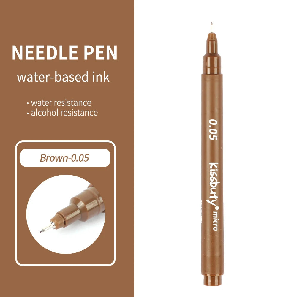 Micro-Pen Fineliner Pens,Color Pigment Liner Multiliner Archival Ink Micro Fine Point Pens for Sketching, Drawing, Journaling Qme 0.05-Brown