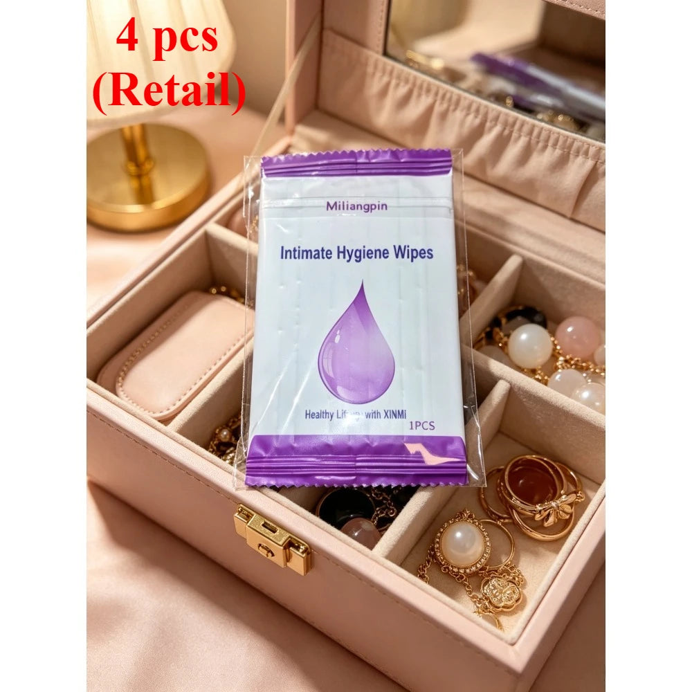 Feminine intimate wipes, menstrual period cleaning, clean, healthy and portable, exclusively for healthy women. Qme 4pcs