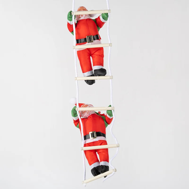 Climbing Ladder Rope Santa Doll Xmas Hanging Ornament Window Showcase Qme two person M