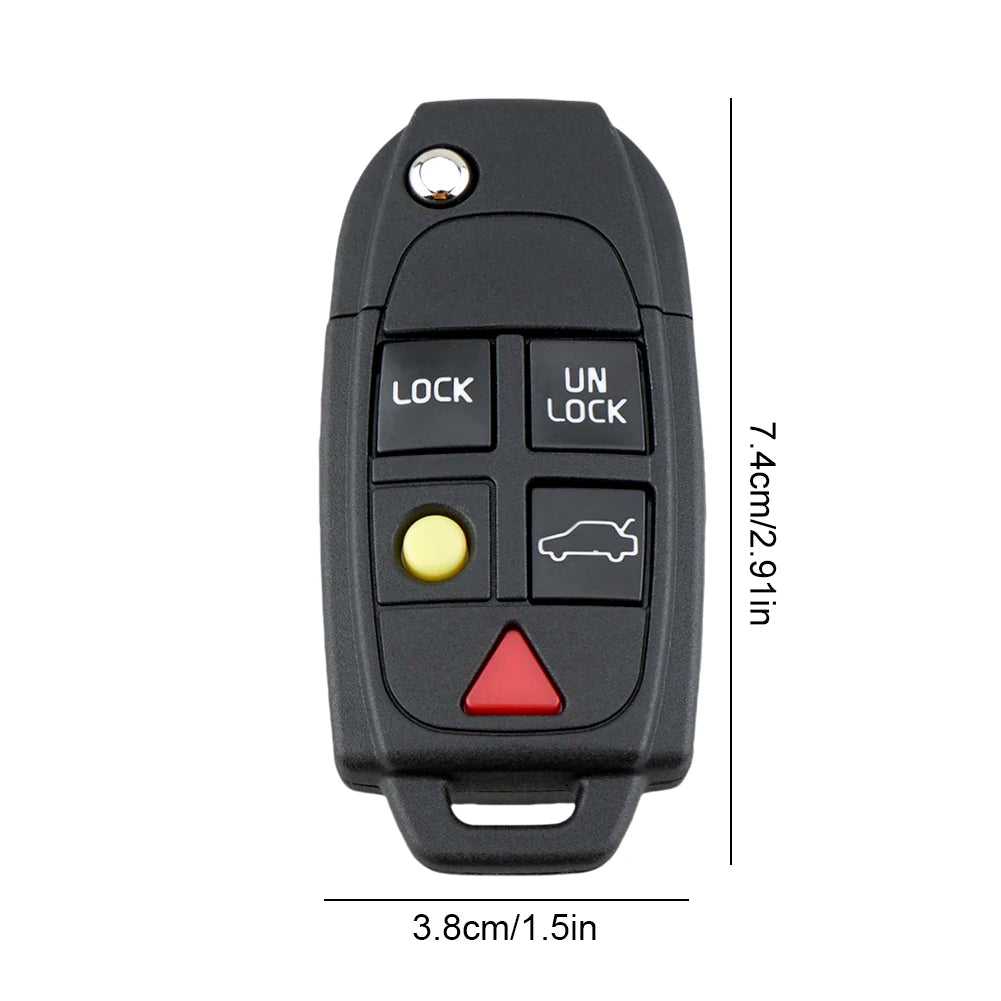 Car Remote Key Shell Replacement 5 Buttons Flip Folding Key Fob Case Black for Volvo S60 S80 V70 XC70 XC90 Qme black
