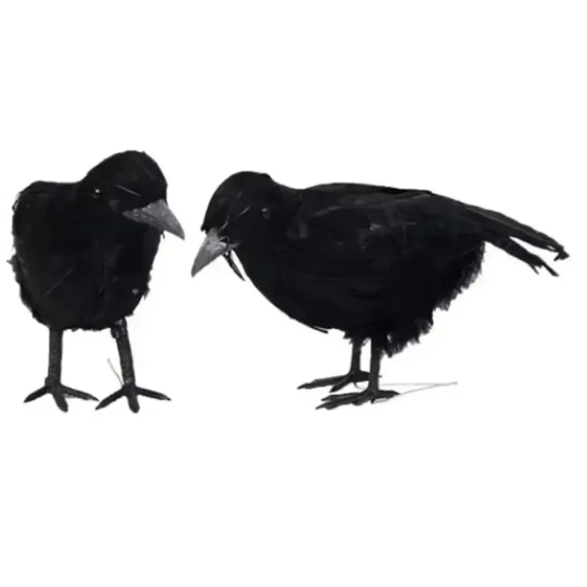 3pcs/set Halloween Black Crow Fakes Bird Toys Feather Animal Festival Decoration Props Party Supplies Garden Statues Sculptures Qme