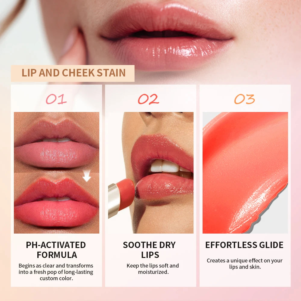 Lipstick Ph Color-changing Lip Cheek Dual-use Moisturizing Hydrating Qme