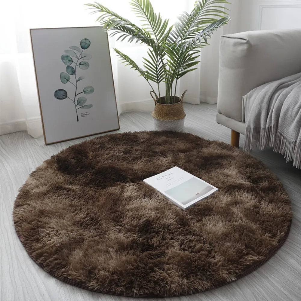 Super Soft Plush Round Rug Mat Anti-Skid Fluffy-Mat White Pink Carpets For Living Room Home Bedroom Bedroom Decoration Qme Brown 40CM