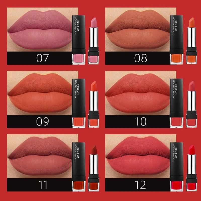 6 Pcs Velvet Matte Lipstick Set, Cotton Soft Silky Smooth Non Drying Lipstick, Long Lasting Waterproof Lip Makeup Gift Box Qme