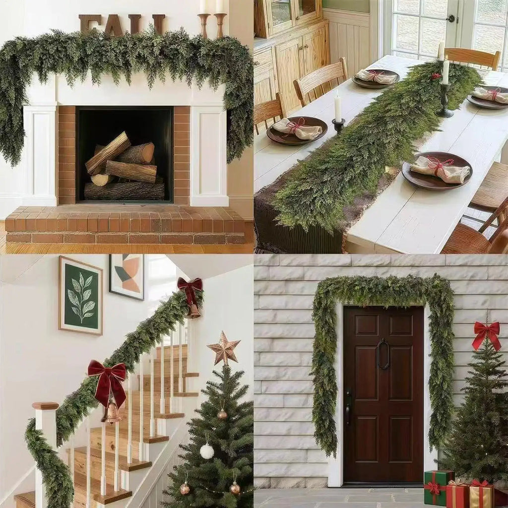 Christmas Garlands Artificial Green Pine Decoration Garland Fireplace Qme