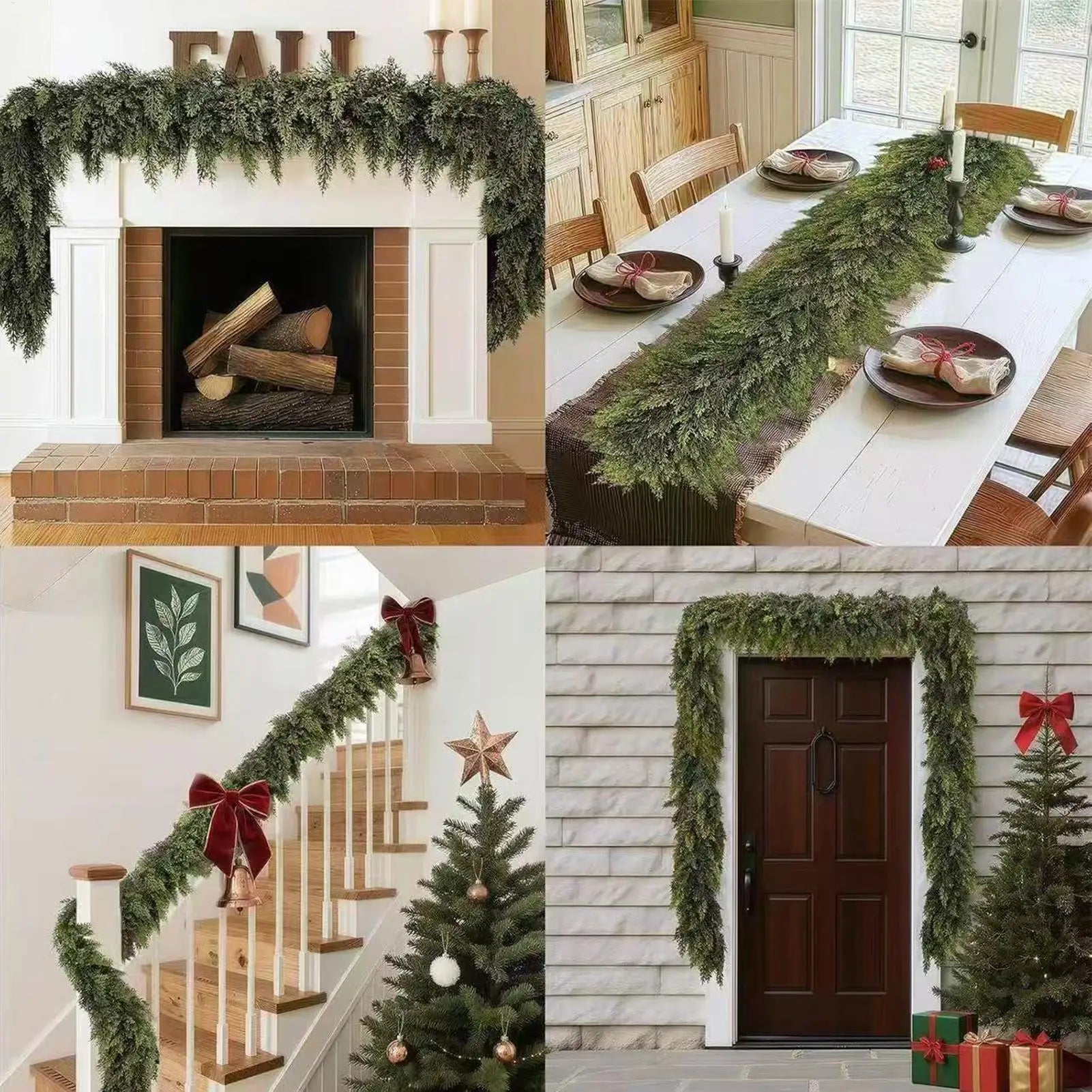 Christmas Garlands Artificial Green Pine Decoration Garland Fireplace Qme