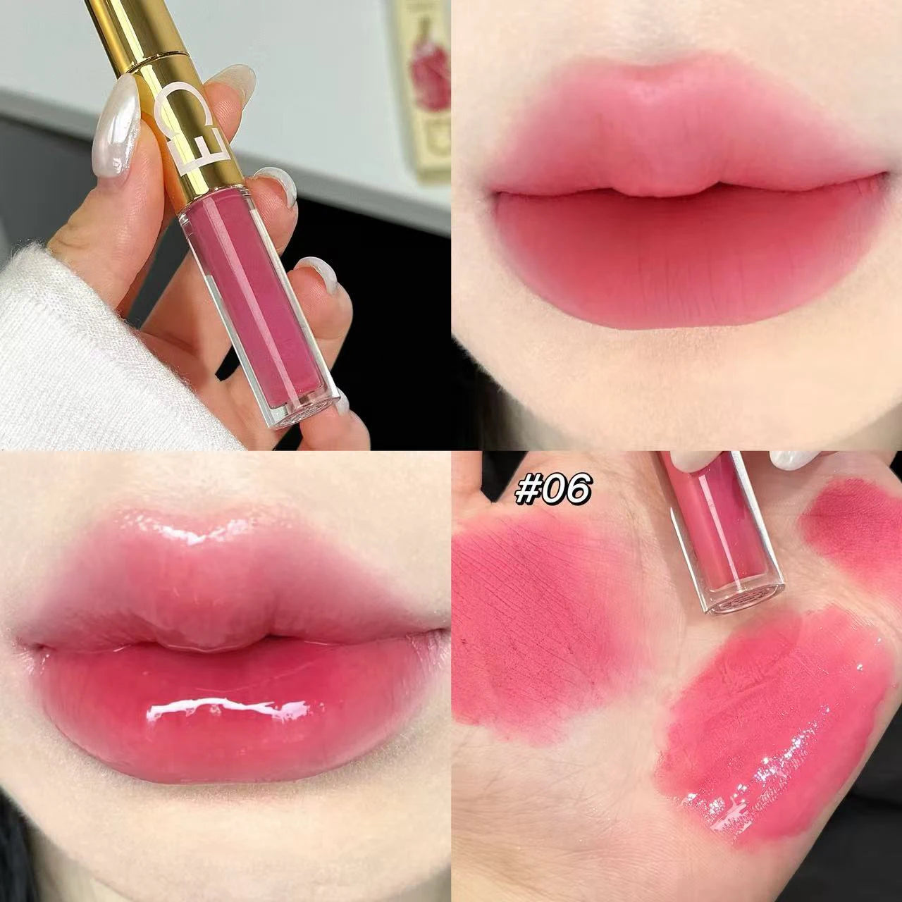 CACE Double End Lip Glaze Full Gloss Mirror Matte Velvet Long Term Qme NO.C110-6