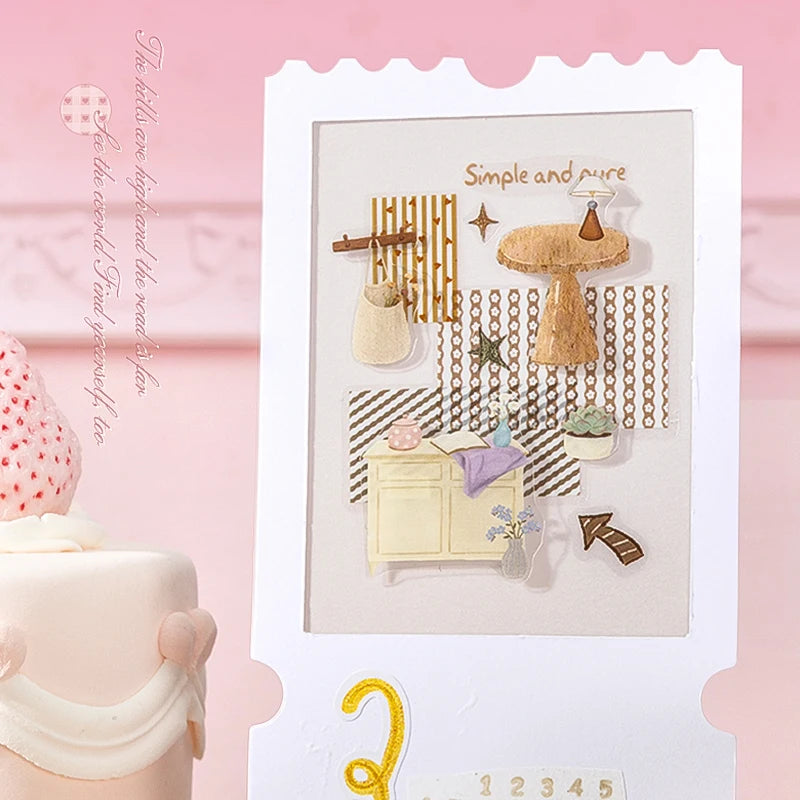 Fresh & Healing Die-Cut Sticker Book, Journaling, Toppa Decoration & Gift Wrapping, Highly Compatible for Multiple Scenes Qme