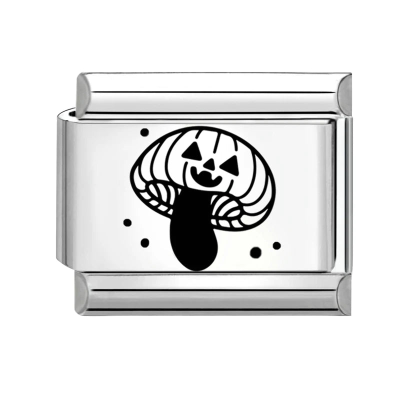 New 2025 Halloween Skull Hands Pumpkin Cats Ghost Italian Charms Links Beads Fit 9mm Stainless Steel Modular Bracelet Jewelry Qme Style 25
