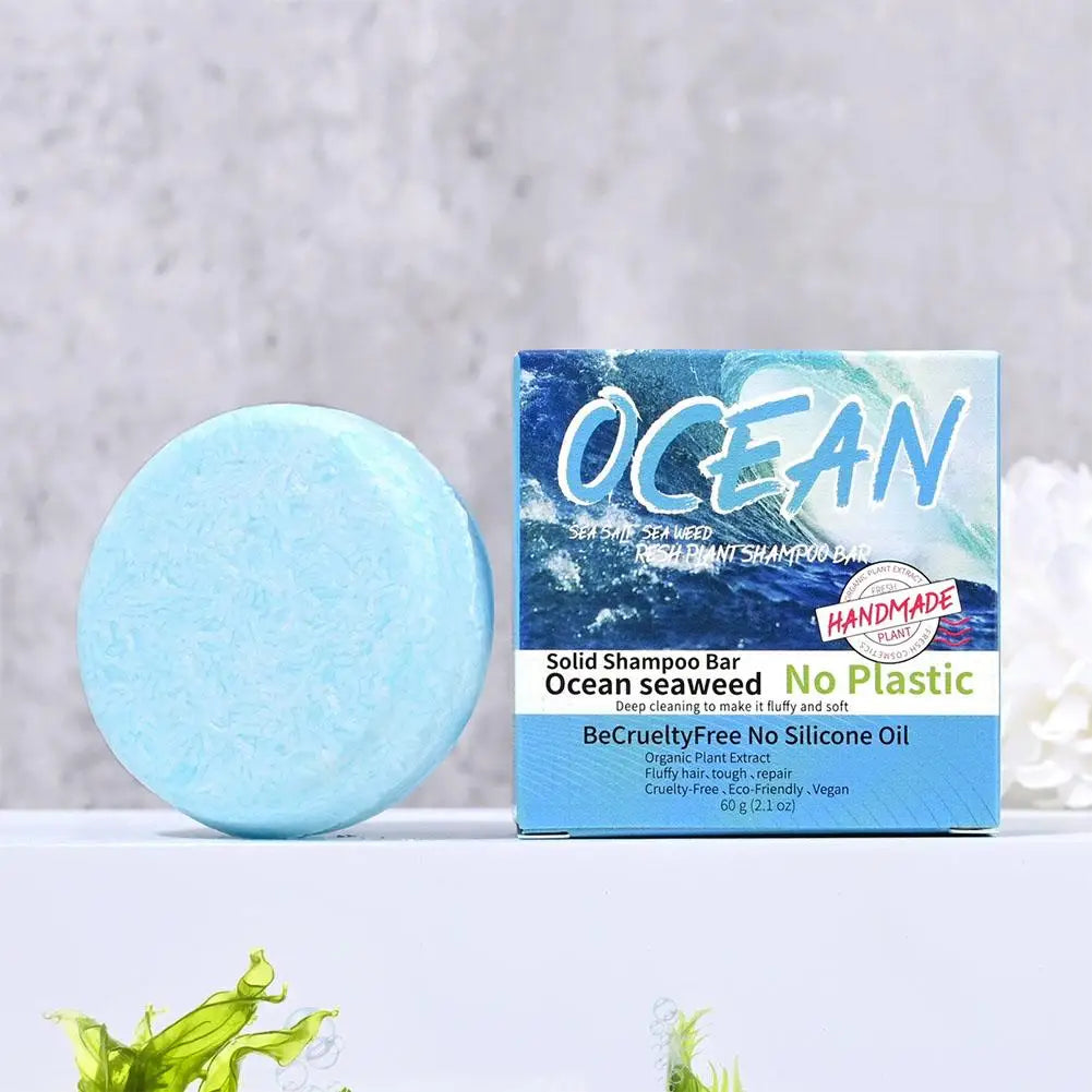Refreshing Ocean Shampoo Seaweed Essence Handmade Soap Soft And Tough Hair Care Soap Men's Shampoo 1/3/5PCS Qme