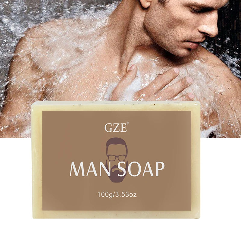 GZE Men's Exfoliating Scrub Bar 3-in-1 Body Face & Shaving Cleanser Hydrating Moisturizing Grooming Soap Men+Care Qme